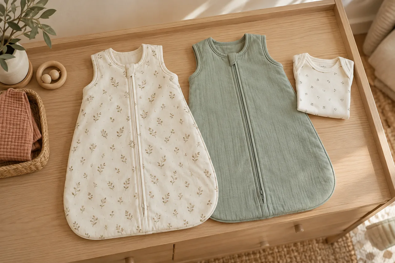 Sacos de dormir sin mangas extendidos para observar su diseño.